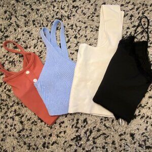 Crop Top/ Strappy top Lot. 4 items, Blue, coral, black White. Size L